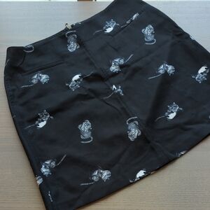 Black Skirt with Cat Print